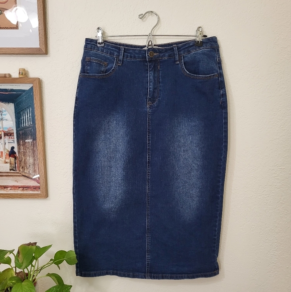Denim Midi Skirt - Picture 1 of 3